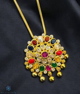The Bhumika Silver Navratna Pendant