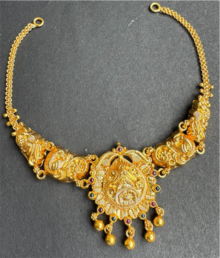 The sobhita Silver Peacock Nakshi Necklace