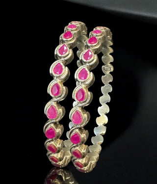 The Piyali Silver Red Kemp Bangle- Single (Oxidised/Size/2.2/ 2.4/2.6/2.8)