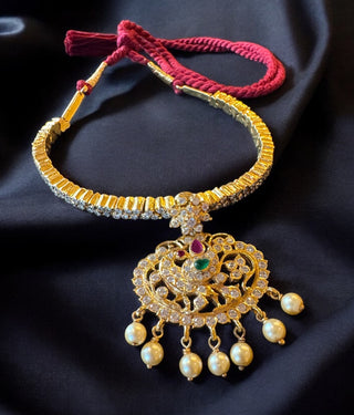 The Nartaka Traditional Close-Setting Addigai Peacock Diamond Necklace