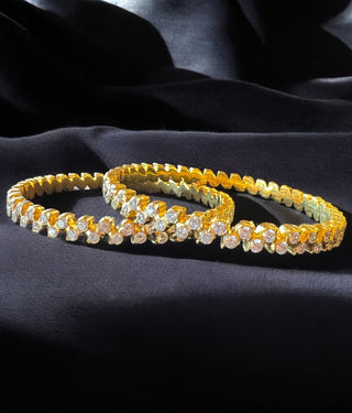 The Vriddhi Silver Traditional Close Setting Diamond Bangle -Single (Size 2.6)