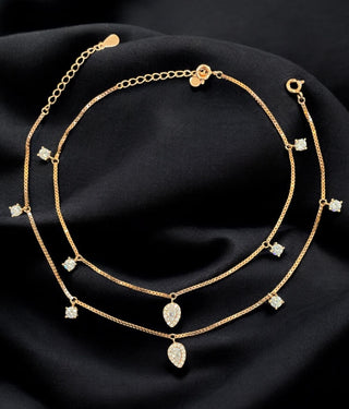 The Bedazzled Silver Rose-gold Anklets