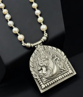 The Udbhava Silver Heritage Nakkasi Pearl Necklace