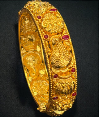 The Hridaya Silver Peacock Nakkasi Openable Kada - Single (Size/2.2/2.4/2.6/2.8)