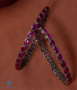 The Classic Oval Silver Kemp Bangle-Single(Oxidised/Size 2.2/2.4/2.6/2.8)