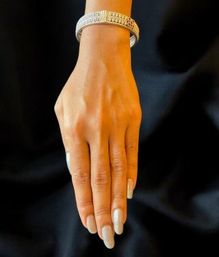 The Samyukta Silver Filigree Openable Bracelet - Single (Oxidised-Size /2.2/2.4/2.6/2.8)