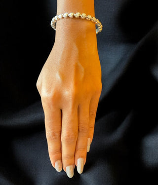 The Piyali Silver Pearl Bangle- Single (Oxidised/Size/2.2/ 2.4/2.6/2.8)