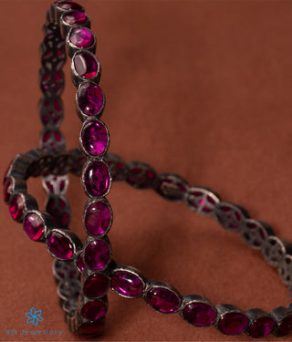 The Classic Oval Silver Kemp Bangle-Single(Oxidised/Size 2.2/2.4/2.6/2.8)