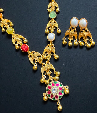 The Surya kanthi Silver Gandaberunda  Necklace & Earrings