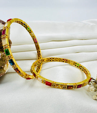 The Siri Silver Navratna Bangle -Single(Size/2.6)