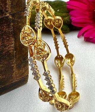 The Purvi Diamond Lakshmi Silver Bangle-Single (Size 2.6)