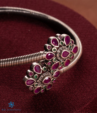 The Blossoms Silver Flexible Open Bracelet