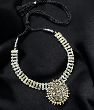 The Aryahi Silver Lakshmi Nakshi Necklace & Earrings