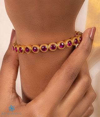 The Audra Silver Kemp Bangle -Single(Red/Size 2.2/2.4/2.6/2.8)