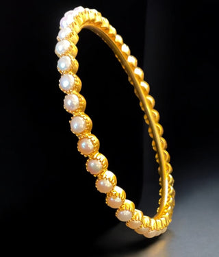 The Tanmaya Silver Premium Pearl Bangle- Single (Size/2.2/ 2.4/2.6/2.8)