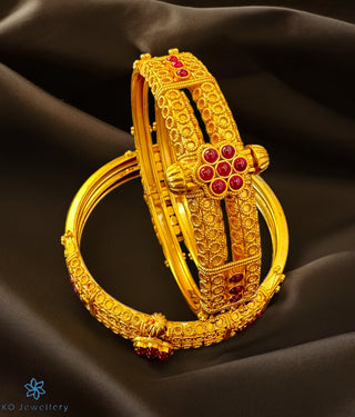 The Aanya Silver Coorgi Bangle-Single (Red/Two Layer /Size/2.2/2.4/2.6/2.8)