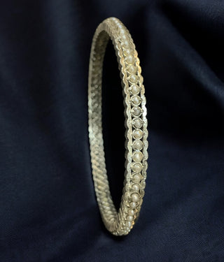 The Jhilmil Silver Pearl Bangle- Single (Oxidised-Size/2.2/ 2.4/2.6/2.8)