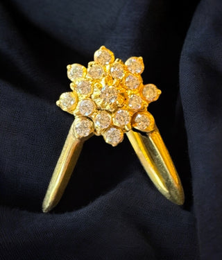 The Nakshatra Silver Traditional Close Setting Diamond Adjustable Vanki Finger Ring