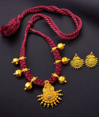 The Vibhin Silver Lakshmi Thread  Necklace