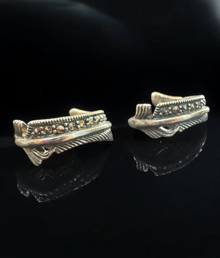 The Feather Silver Marcasite Toe-Rings