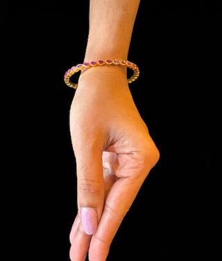 The Artava Silver Kempu Bangle- Single (Red/Size 2.2/2.4/2.6/2.8)