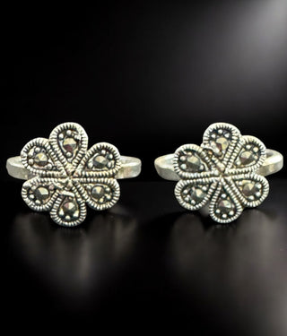 The Mayra Silver Floral Marcasite Toe-Rings