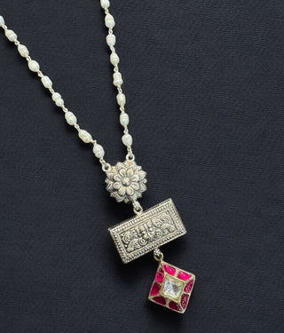 The Jivya Silver Kirtimukha Necklace & Earrings(Oxidised)