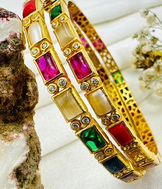 The Siri Silver Navratna Bangle -Single(Size/2.6)