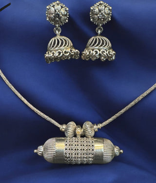 The Tanush Silver Taweez Necklace & Jhumkas
