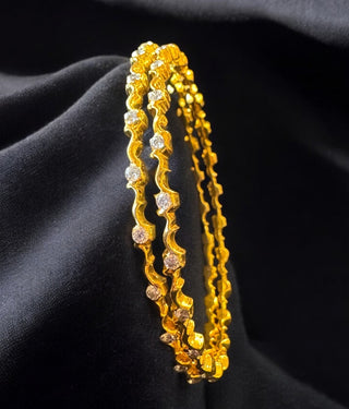 The Vanshika Silver Traditional Close Setting Diamond Bangle -Single (Size 2.4)