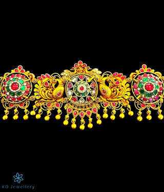 The Niharika Silver Jadau Oddiyanam Waist belt