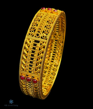 The Aditi Silver Filigree Bangle-Single (Red/Size/2.2/2.4/2.6/2.8)