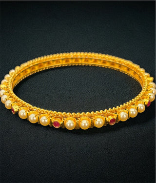 The Pratham Silver Pearl Bangle -Single (Size /2.2/2.4/2.6/2.8)