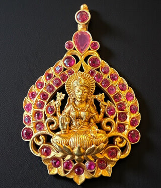 The Padmasini Silver Lakshmi Pendant & Earrings