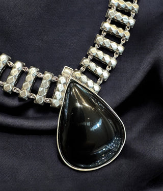 The Samyak Black Onyx Silver  Necklace & Earrings