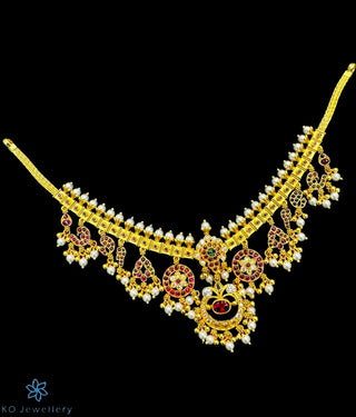 The Dhruvika Silver Guttapusalu Necklace & Earrings