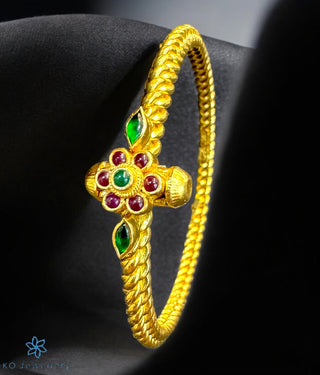 The Amuda Antique Silver Golusu Bracelet -Single(Red/Green /Size 2.2/2.4/2.6/2.8)