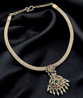 The Vanshika Heritage Silver Addige Necklace (Oxidised)