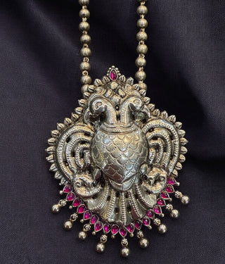 The Vihaga Silver Gandaberunda Necklace (Oxidised)