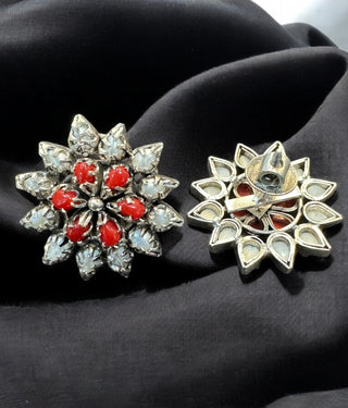 The Sayami Silver Coral & Pearl Ear-studs
