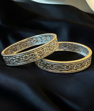 The Pushpita Silver Filigree Bangle- Single (Size /2.2/2.4/2.6/2.8)