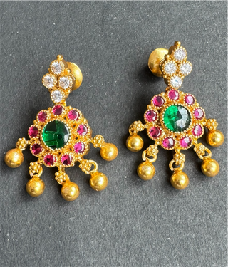 The Arunika Silver Earrings (Red)