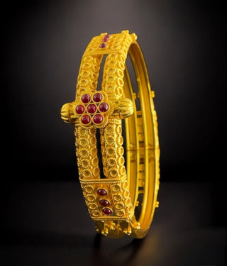 The Aanya Silver Coorgi Bangle-Single (Red/Two Layer /Size/2.2/2.4/2.6/2.8)