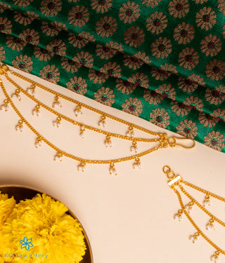 The Pearl Drops Silver Ear chain (3 layers)