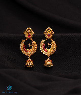 The Samanvaya Silver Peacock Kempu Jhumka