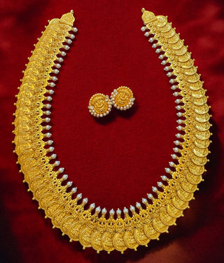 The Arya Silver Lakshmi Pearl Kasumala Necklace & Earrings