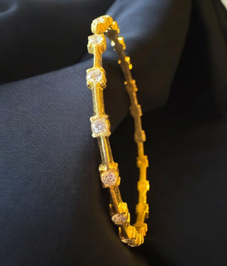 The Vaishali Silver Traditional Close Setting Diamond Bangle -Single (Size 2.4)