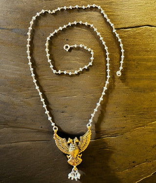 The Uvasri Silver Gandaberunda Pearl Necklace (Antique Finish)