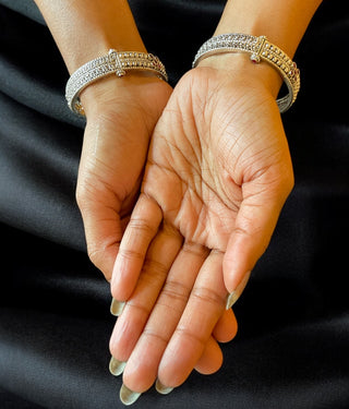 The Samyukta Silver Filigree Openable Bracelet - Single (Oxidised-Size /2.2/2.4/2.6/2.8)