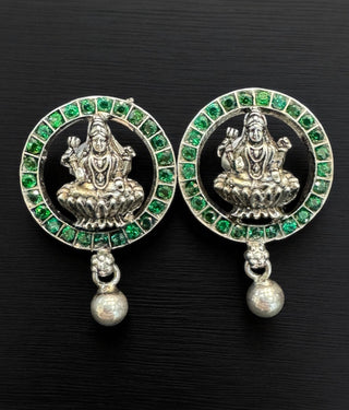 The Jahnavi Nakshi Lakshmi Silver Necklace & Earrings (Oxidised)